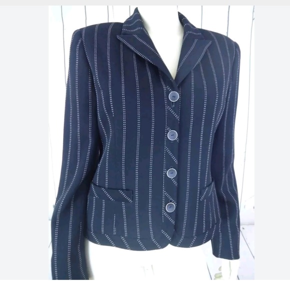 Carlisle Blazer 4 Black Wool Poly Stretch Pinstrip - Picture 5 of 6